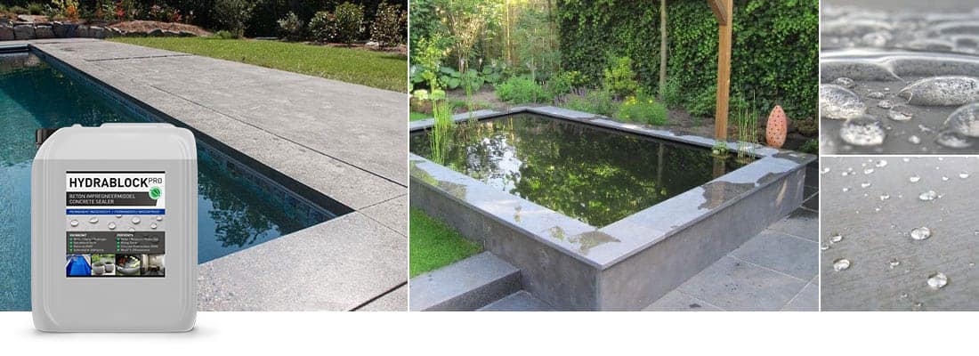 zwembadrand tegel, zwembadrand groene aanslag, zwembadrand impregneren, betonnen zwembad impregneren