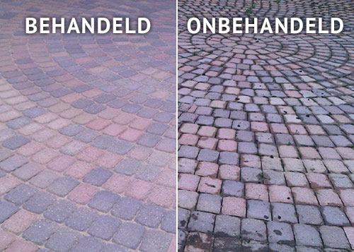 oprit impregneermiddel - behandeld onbehandeld